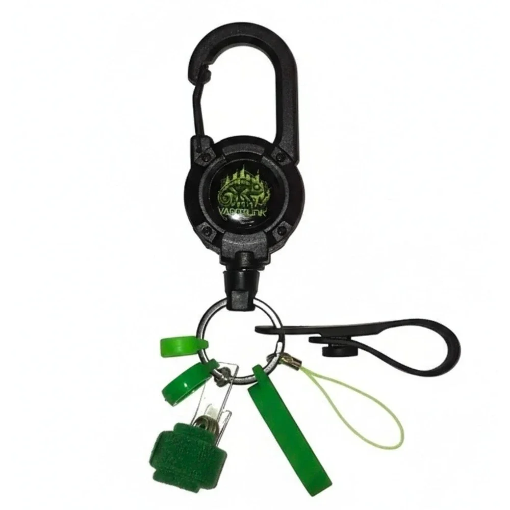 GREEN Vaporlink Leash Heavy-duty Retractable Carabiner Keychain‎ Anti-Lost/Theft